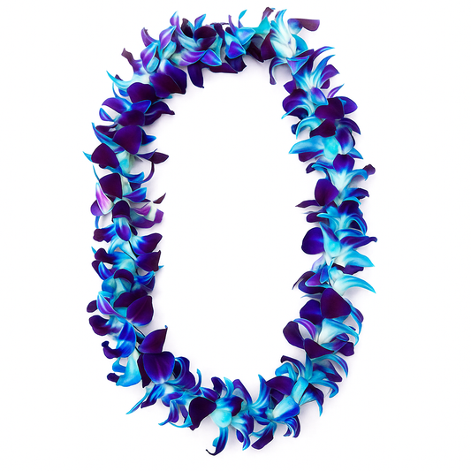 Tinted Blue on Purple Orchid Lei