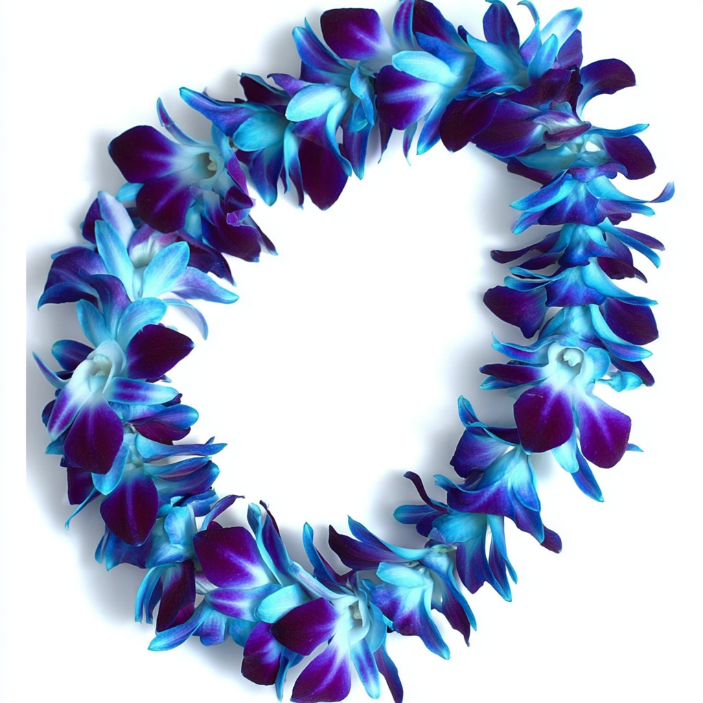 Tinted Blue on Purple Orchid Lei