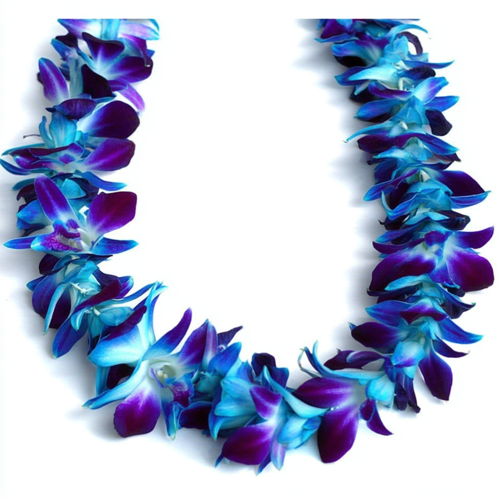 Tinted Blue on Purple Orchid Lei